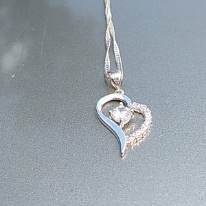 Silver and cubic zirconia heart necklace
